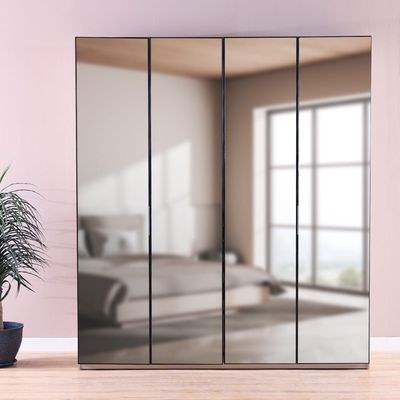 Defne 2-Meter Wardrobe-Cream/Black-With 5-Year Warranty