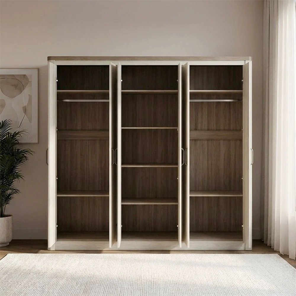 Olivos 6-Door Wardrobe-Ash Grey/Oak-With 2-Year Warranty - Image 2