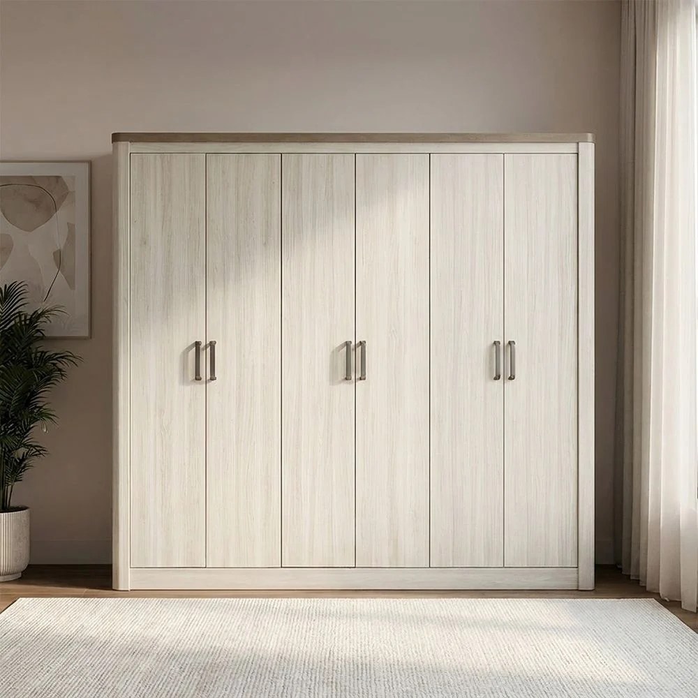 Olivos 6-Door Wardrobe-Ash Grey/Oak-With 2-Year Warranty - Image 5