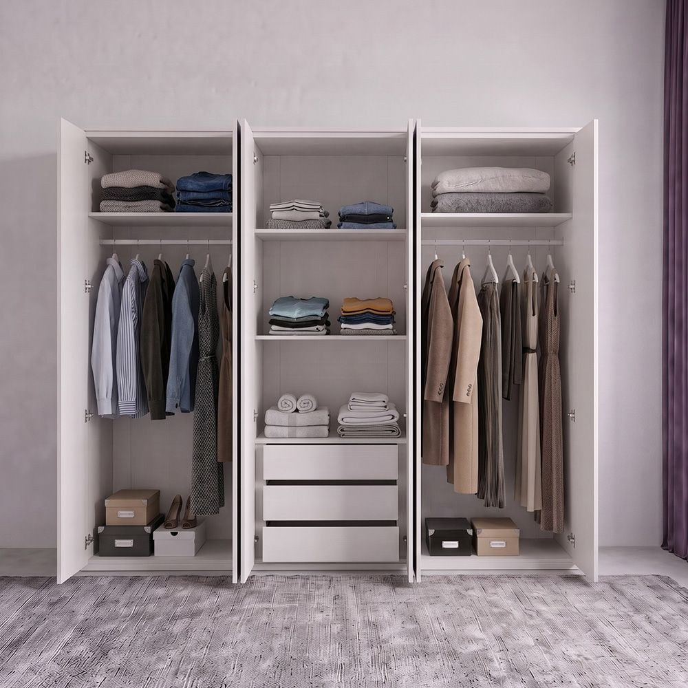 Palomeze 6-Door Wardrobe-White/Black-With 2-Year Warranty - Image 2