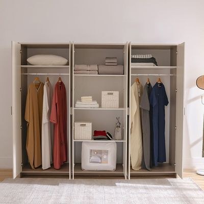 Barney 6-Door Wardrobe - Beige/Brown - With 2-Year Warranty - Image 3