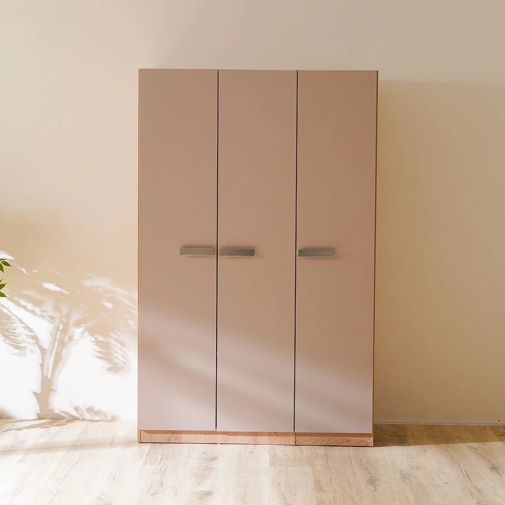 Cardano 3 Door Wardrobe With Mirror Inside-Natural Oak/Champagne