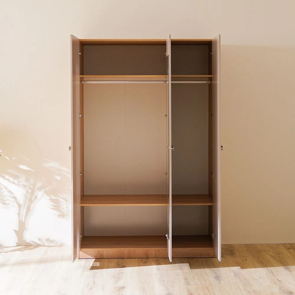 Cardano 3 Door Wardrobe With Mirror Inside-Natural Oak/Champagne - Image 2