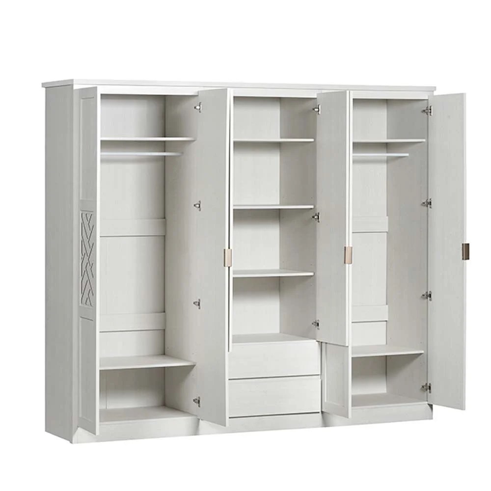 Casablanca 6 Door Wardrobe With 2 Drawers & Mirrors-White Oak - Image 4