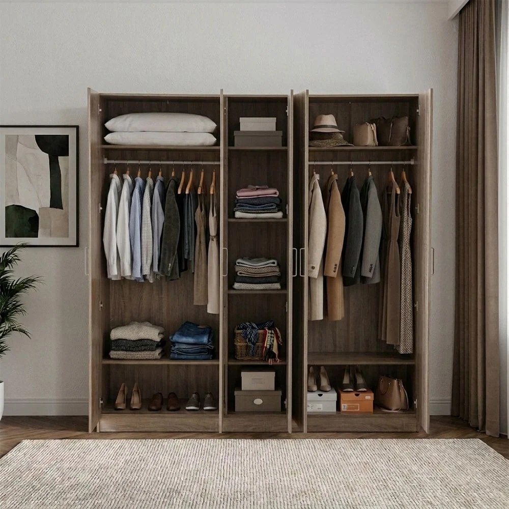 Supreme 5-Door Wardrobe with Mirror-French Sonoma Oak-With 2-Year Warranty - Image 2