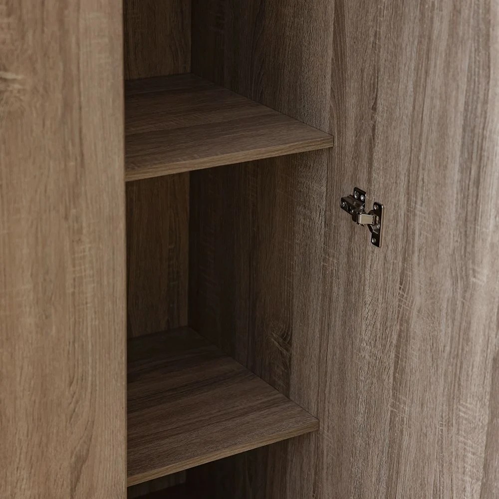 Supreme 5-Door Wardrobe with Mirror-French Sonoma Oak-With 2-Year Warranty - Image 4
