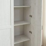 Zenith 3-Door Wardrobe with Drawers & Mirror-White Oak/Cement-With 2-Year Warranty