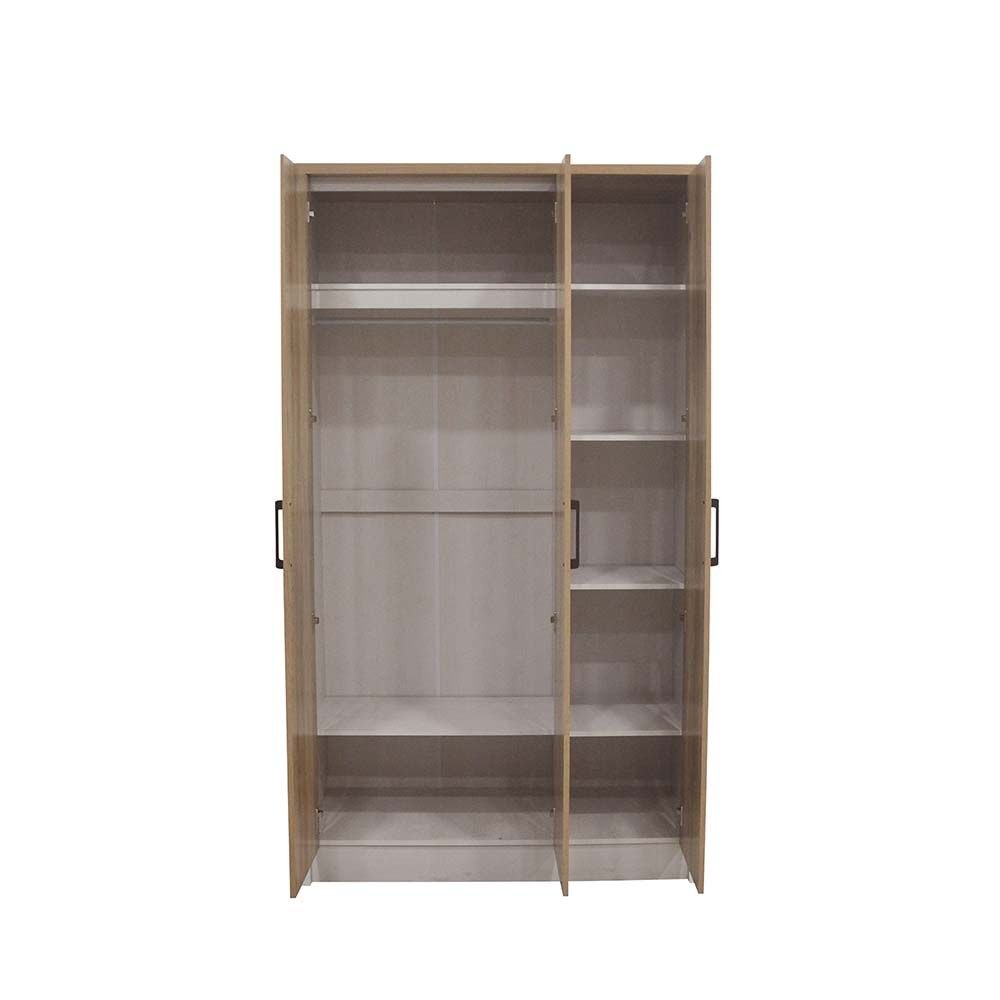 Swann 3-Door Wardrobe with Mirror-Summer Oak/Pearl White-With 2-Year Warranty - Image 2
