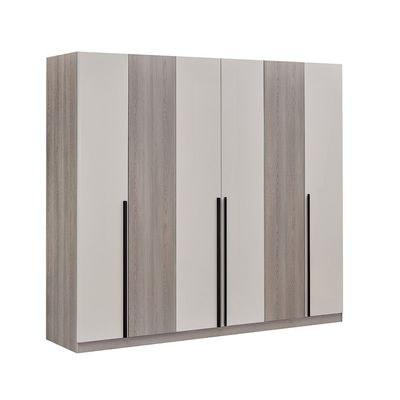 Trevor 6 Door Wardrobe-Beige/L. Grey