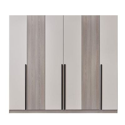 Trevor 6 Door Wardrobe-Beige/L. Grey - Image 5