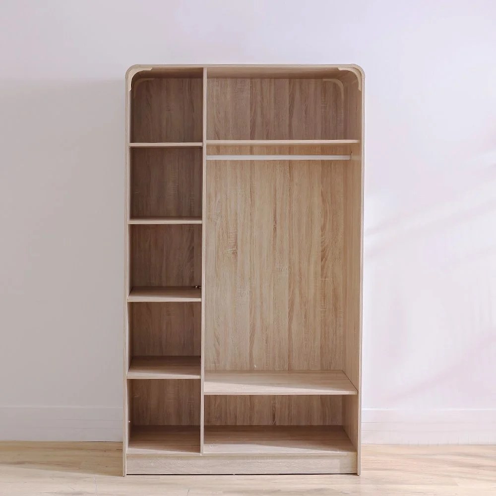 Monro 3-Door Wardrobe with Mirror - Natural Oak - With 2-Year Warranty - Image 2
