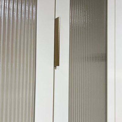 Orion 6-Door Wardrobe with 2 Fluted Glass Doors & LED - Beige/Brushed Gold - With 2-Year Warranty - Image 5