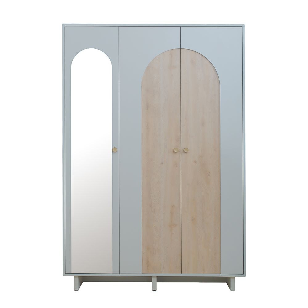Reena 3 Door Wardrobe-Dark Biege/Natural - Image 2