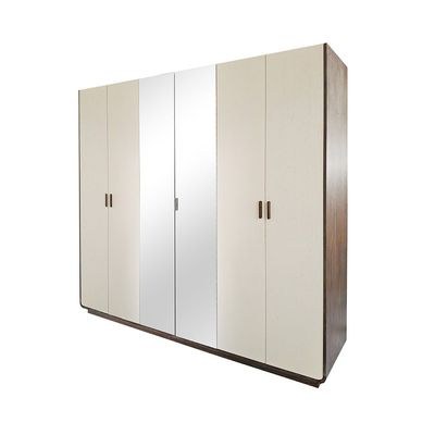 Oboro 6 Door Wardrobe With 2 Mirrors - Walnut/Beige - Image 3
