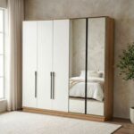 Amara 5 Door Wardrobe With 2 Glass - Oak/White