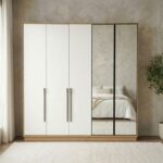 Amara 5 Door Wardrobe With 2 Glass - Oak/White