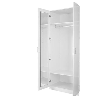 Thomas/New Allano 3 Door Wardrobe With Mirror Inside- White - Image 4