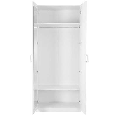 Thomas/New Allano 2 Door Wardrobe With Mirror Inside - White - Image 2
