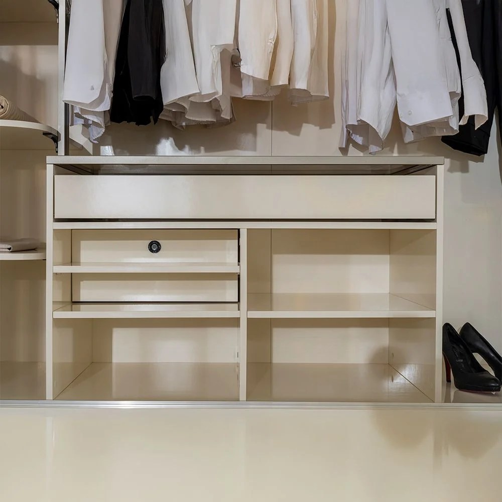 Paris Accordion Modular Wardrobe with Hidden Safe, LED & 2 Drawers - Beige - With 5-Year Warranty - Image 3