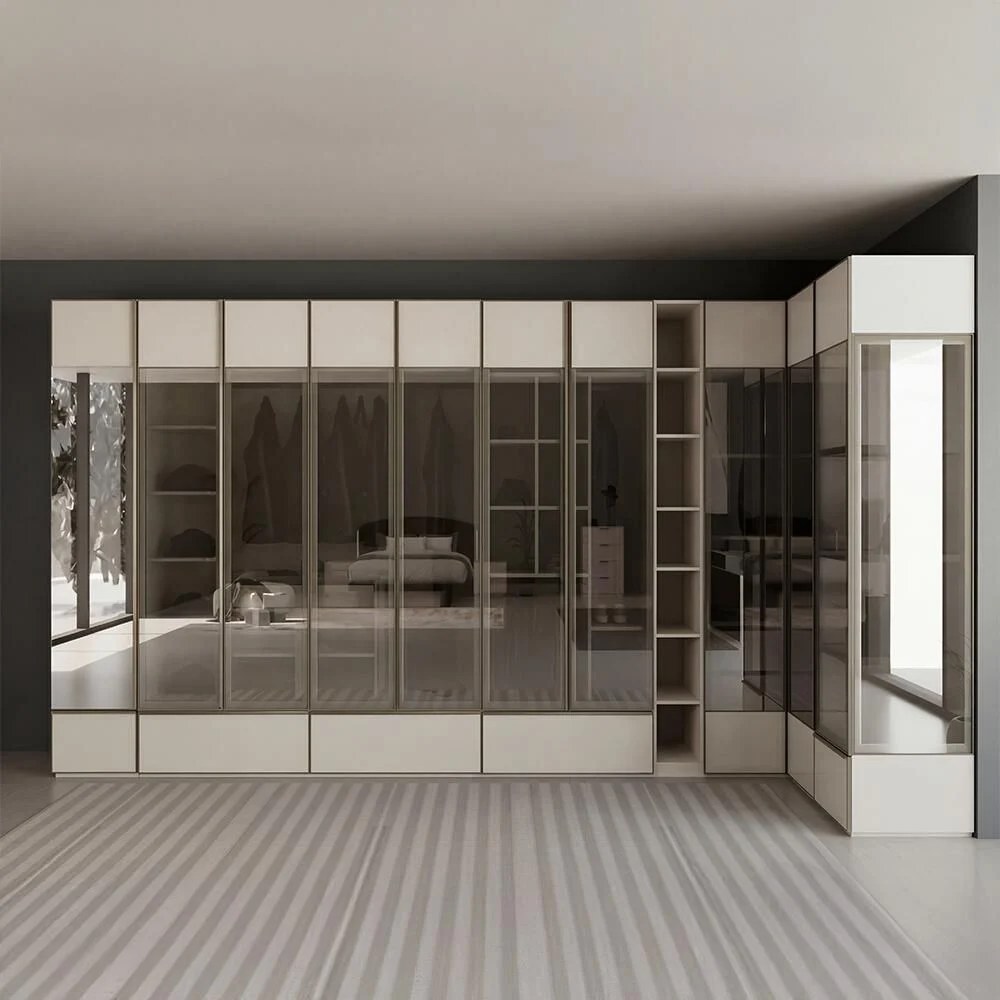 Paris Corner Wardrobe With Led & 3 Drawers - Beige - Image 3