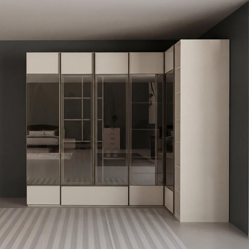 Paris Corner Wardrobe With Led & 3 Drawers - Beige - Image 5
