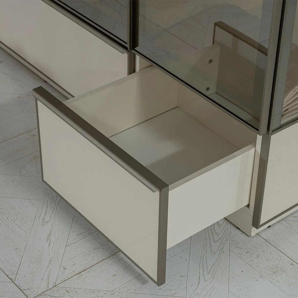 Paris 50Cm Left Wardrobe With Led, Hanger & Drawer - Beige - Image 3