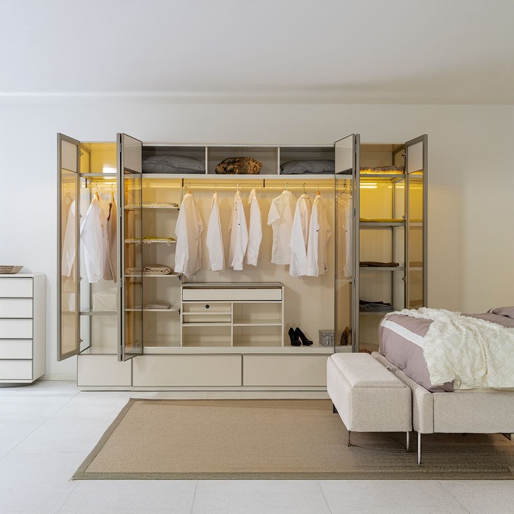 Paris 1 Meter Wardrobe With Led, Trouser Hanger & Drawer - Beige - Image 3