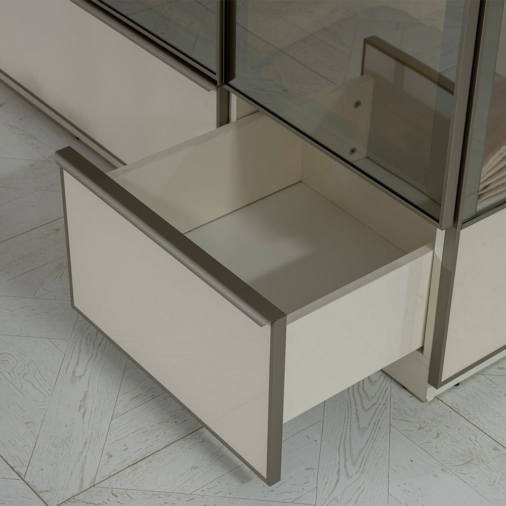 Paris 1 Meter Wardrobe With Led, Trouser Hanger & Drawer - Beige - Image 4