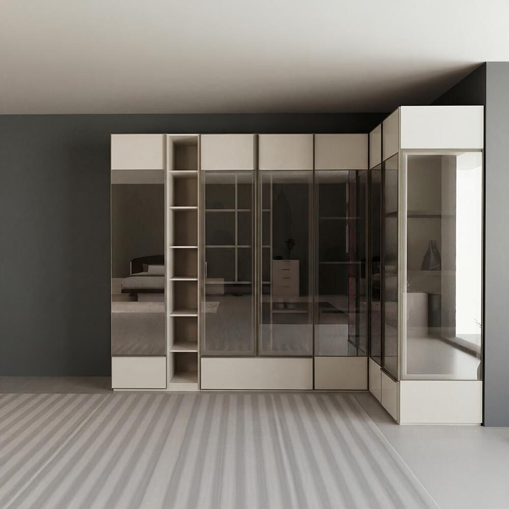 Paris Corner Wardrobe With Led & 3 Drawers - Beige - Image 4