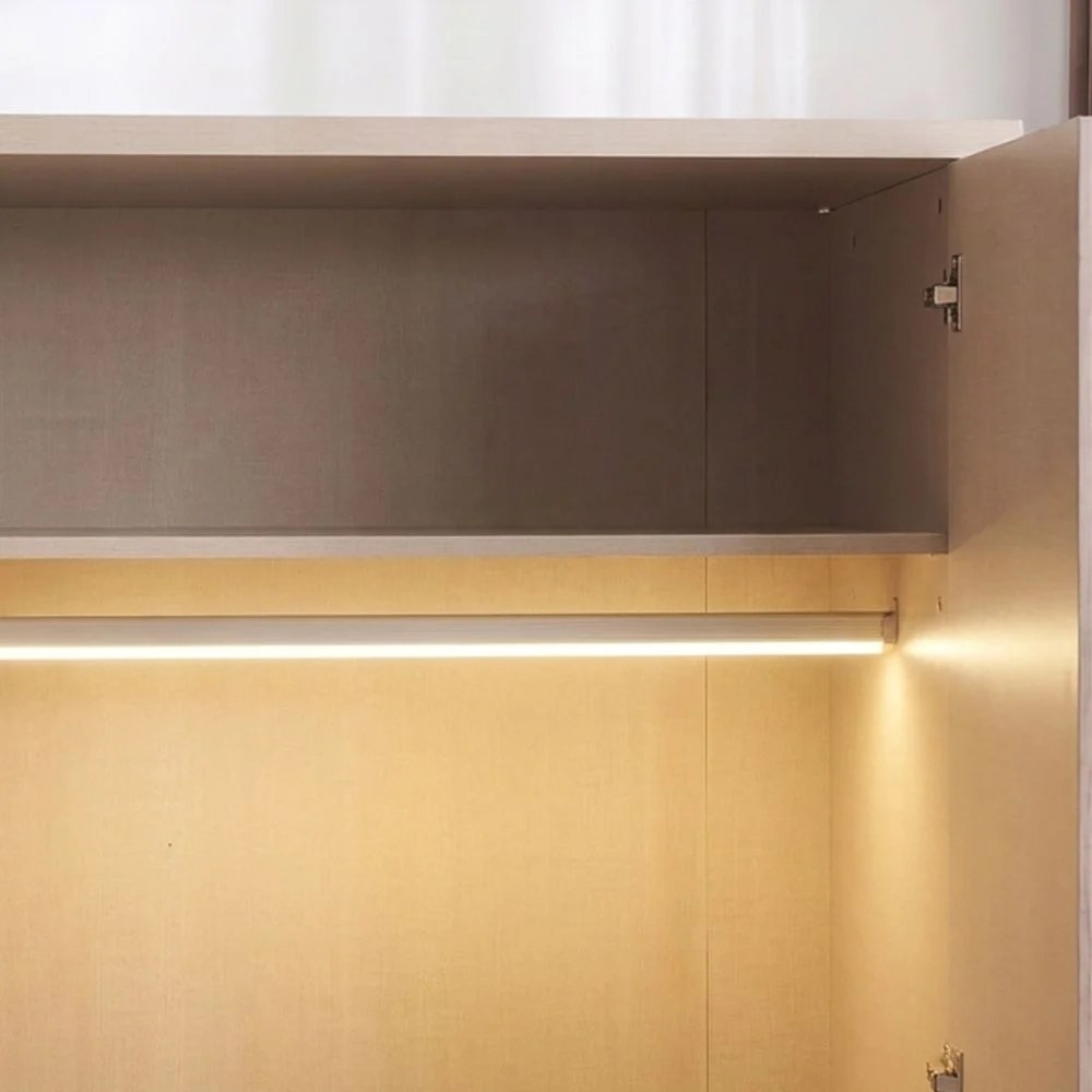 Revora 6 Door Wardrobe With 2 Mirrors And Led - Dark Beige/Brass - Image 3