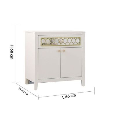 Hernan Night Stand Set of 2-White Glossy/Golden - Image 3