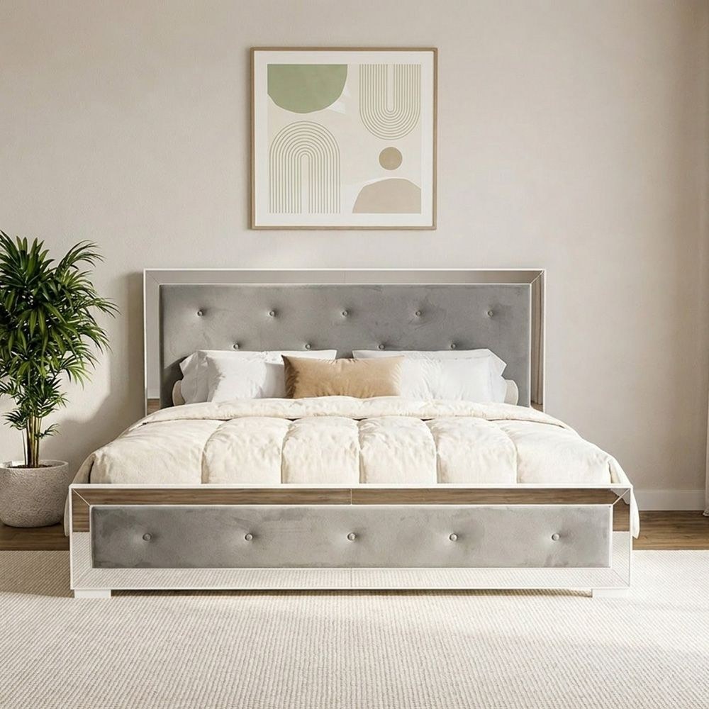 Ezekiel 180x200 King Bed-White/Silver-With 2-Year Warranty - Image 2