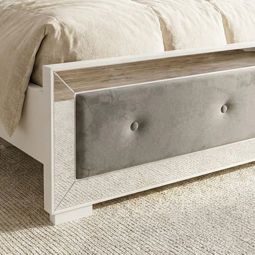 Ezekiel 180x200 King Bed-White/Silver-With 2-Year Warranty - Image 3