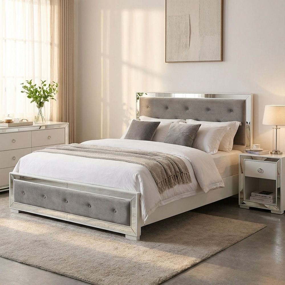 Ezekiel 180x200 King Bed-White/Silver-With 2-Year Warranty - Image 5