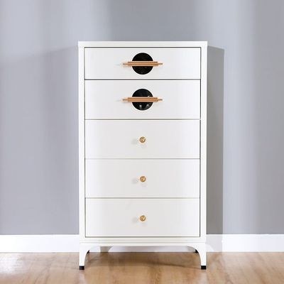 New Aloha Chest of 5 Drawers-White/Golden-With 2-Year Warranty - Image 3