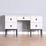 Defne Dresser with Mirror and Stool-Cream/Black-With 5-Year Warranty
