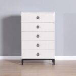 Defne Chest of 5 Drawers-Cream/Black-With 5-Year Warranty