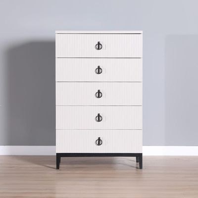 Defne Chest of 5 Drawers-Cream/Black-With 5-Year Warranty - Image 2
