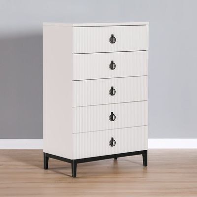 Defne Chest of 5 Drawers-Cream/Black-With 5-Year Warranty - Image 3