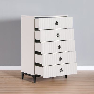 Defne Chest of 5 Drawers-Cream/Black-With 5-Year Warranty - Image 4