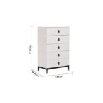 Defne Chest of 5 Drawers-Cream/Black-With 5-Year Warranty