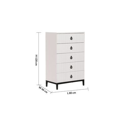 Defne Chest of 5 Drawers-Cream/Black-With 5-Year Warranty - Image 5