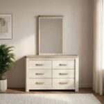 Olivos 6-Drawer Dresser with Mirror - Ash Grey/Oak - With 2-Year Warranty