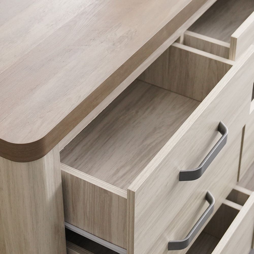 Olivos 6-Drawer Dresser with Mirror - Ash Grey/Oak - With 2-Year Warranty - Image 3
