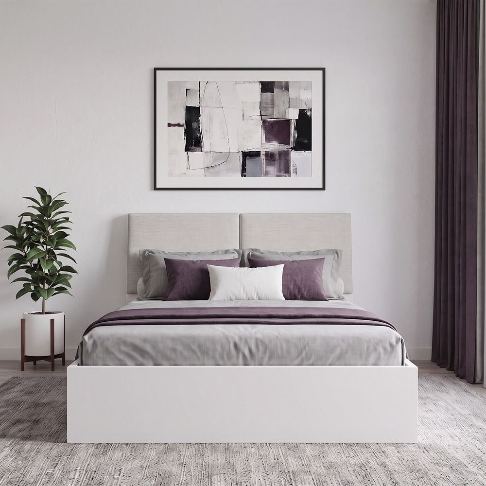 Palomeze 180x200 King Bed with Hydraulic and Headboard storage-White/Black-With 2-Year Warranty - Image 2