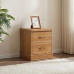 Zirco 2-Drawer Night Stand-Brown Oak-With 2-Year Warranty