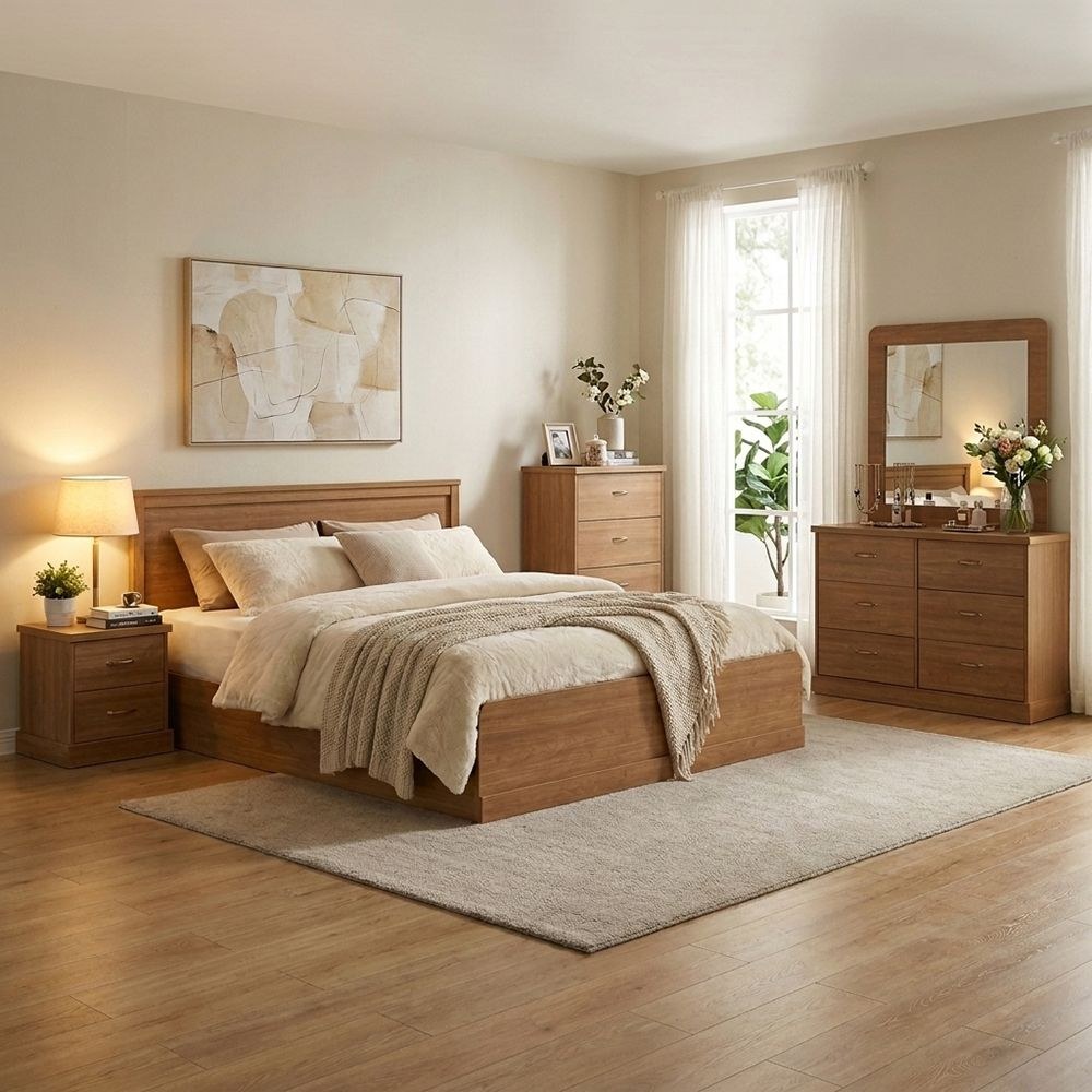 Zirco 6-Drawer Dresser with Mirror-Brown Oak-With 2-Year Warranty - Image 5
