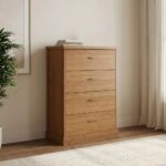 Zirco Chest of 4 Drawers - Brown Oak-With 2-Year Warranty