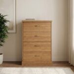Zirco Chest of 4 Drawers - Brown Oak-With 2-Year Warranty