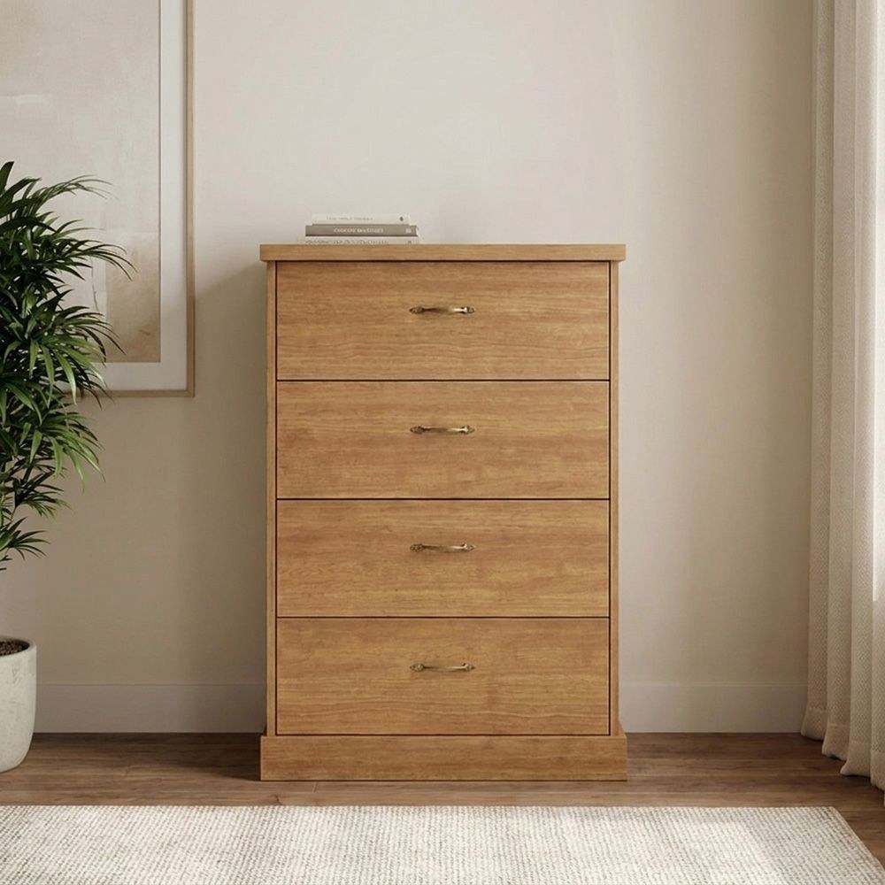 Zirco Chest of 4 Drawers - Brown Oak-With 2-Year Warranty - Image 2